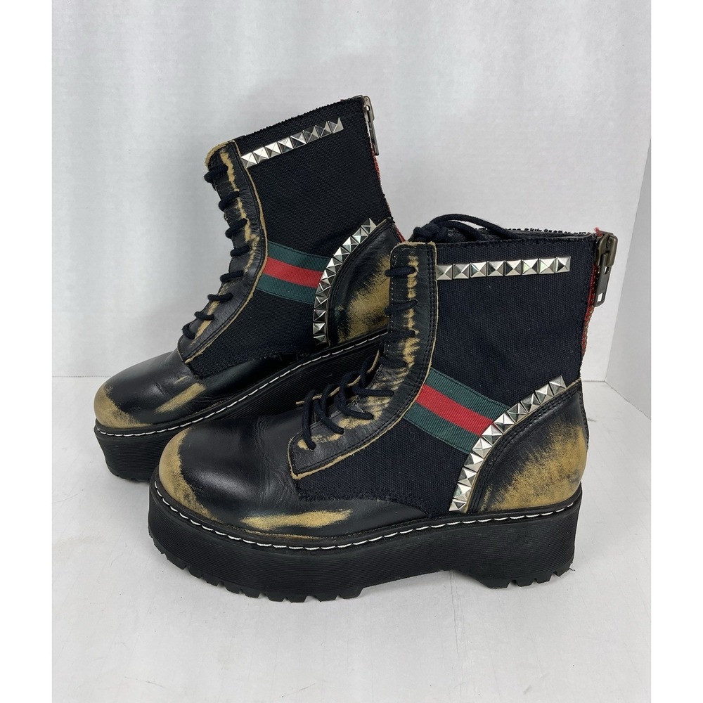 Steve Madden 9.5M Women Burner Leather Studded Lug Sole Combat Boot Gorp NWOB